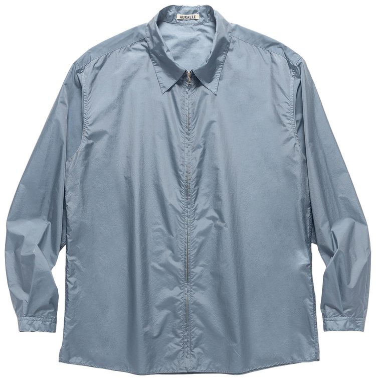 Auralee Light Nylon Zip Shirt Blue Grey