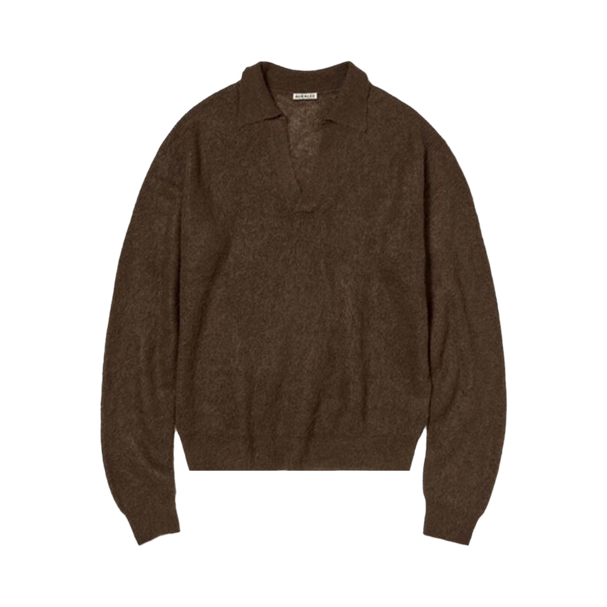 Buy Auralee Baby Suri Alpaca Sheer Knit Skipper Polo 'Dark Brown