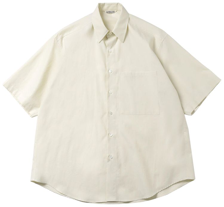 Auralee Washed Finx Twill Big Half Sleeved Shirt Light Yellow