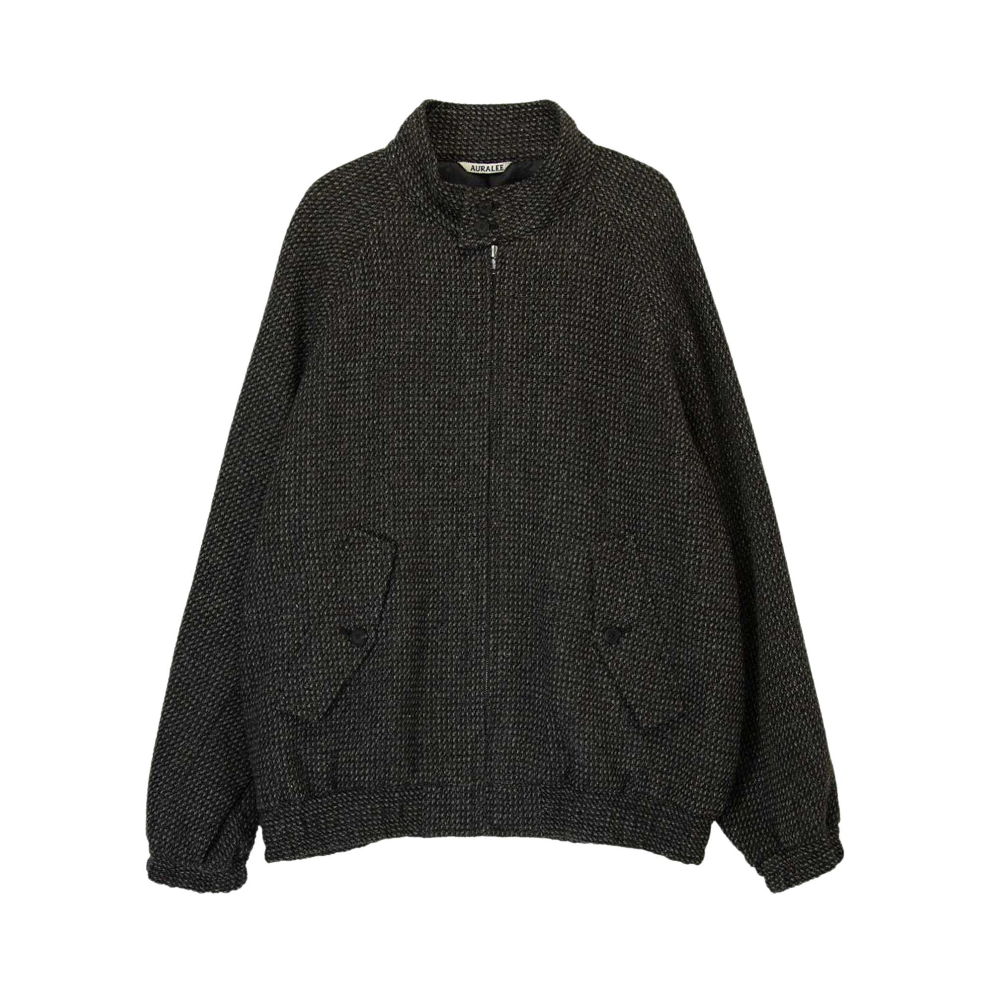 Buy Auralee Alpaca Wool Silk Tweed Zip Blouson 'Grey Brown
