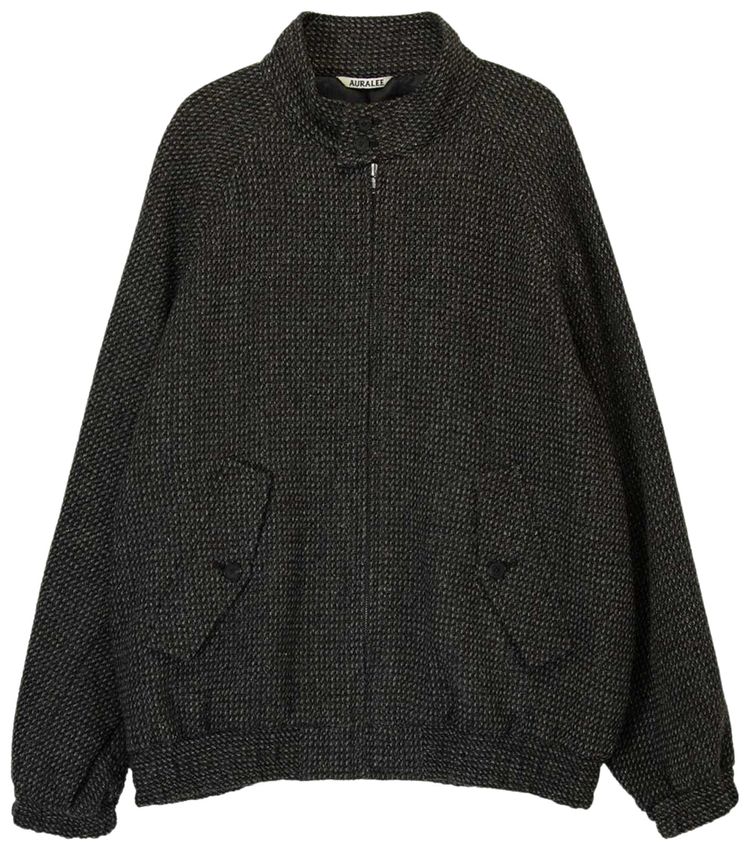 Auralee Alpaca Wool Silk Tweed Zip Blouson Grey Brown Hairline