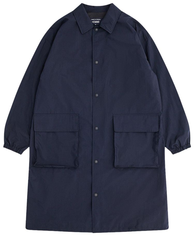 Comme des Garcons Homme Typewriter Cotton Mac Coat Navy