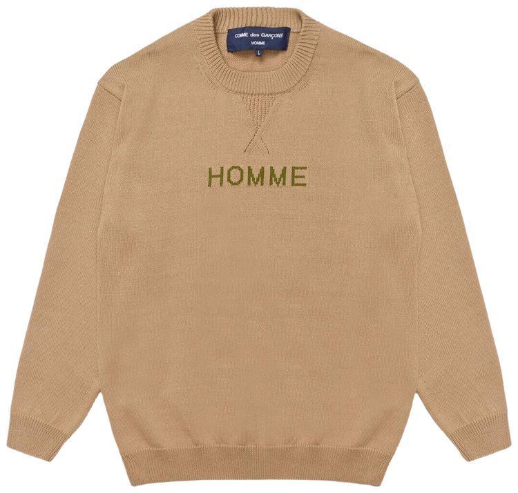 Comme des Garcons Homme Knitted Logo Sweater BeigeGreen
