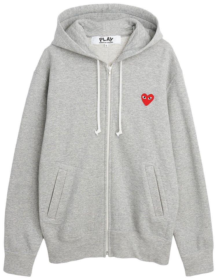 Comme des Garcons Play Small Heart Zip Hooded Sweatshirt Grey