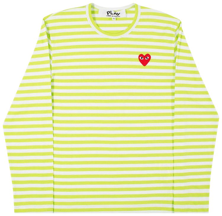 Comme des Garcons Play Small Heart Long Sleeve T Shirt Stripe Green