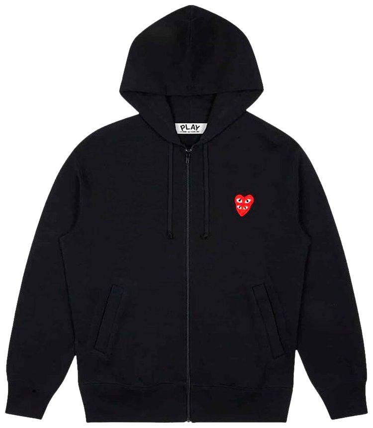 Comme des Garcons Play Small Heart Knitted V Neck Pullover Navy