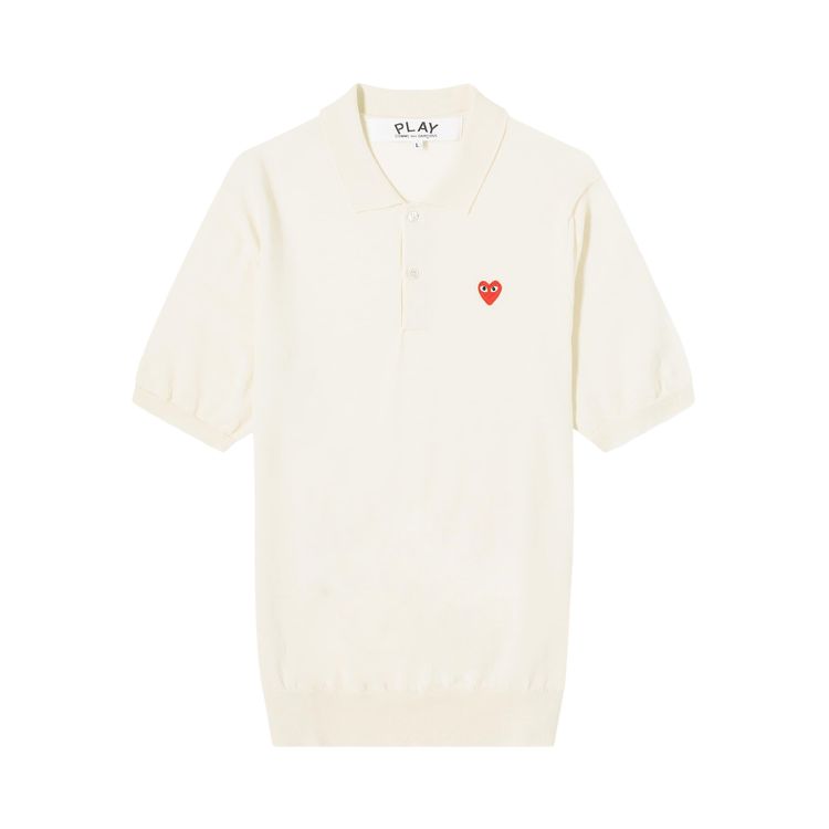 Comme des Garcons Play Polo Neck Short Sleeve Shirt White