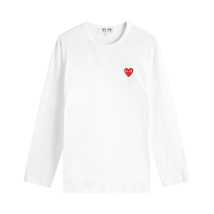 Comme des Garcons Play Small Heart Long Sleeve T Shirt WhiteRed