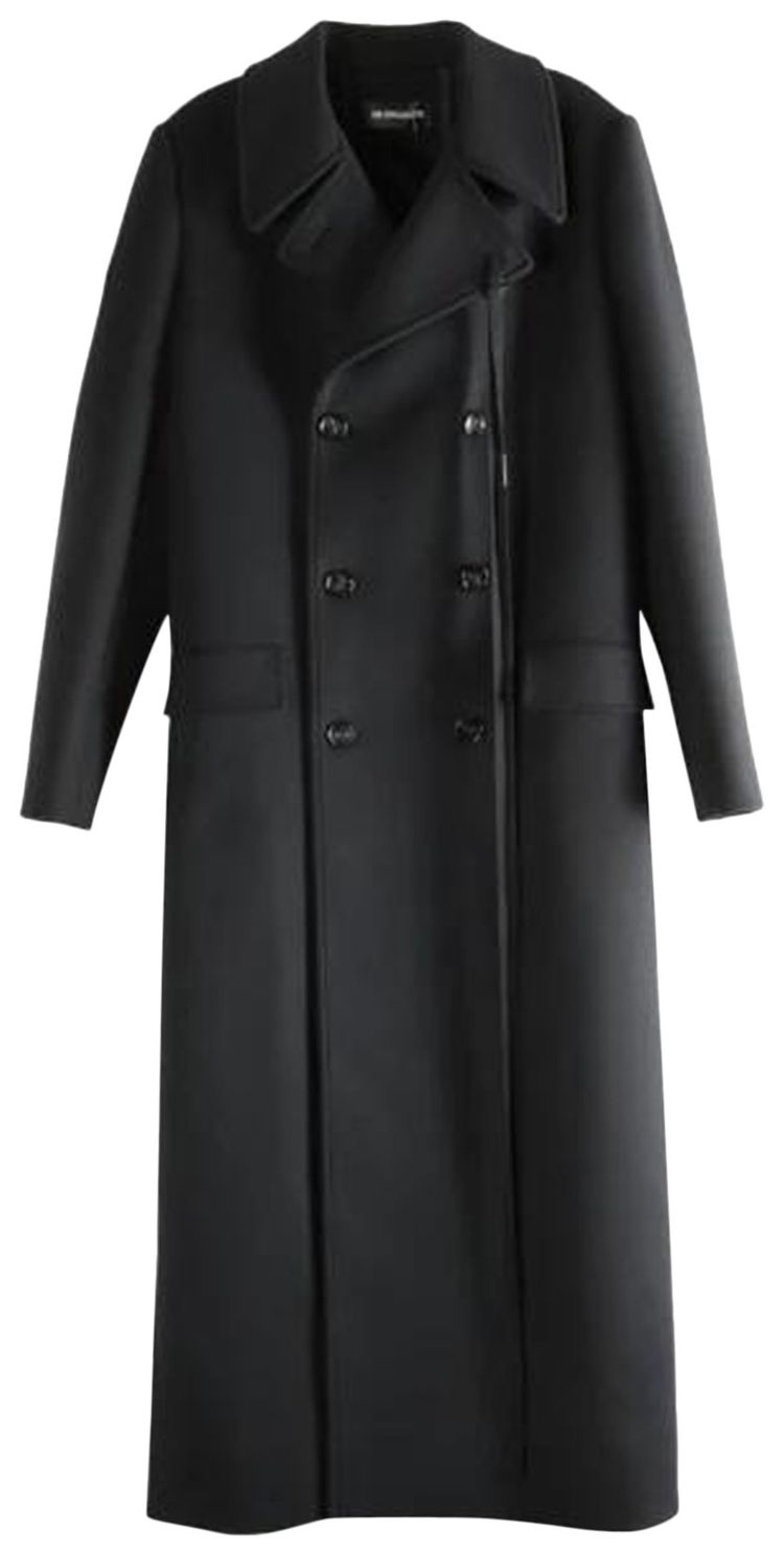 Ann Demeulemeester Agniet Long Fitted Double Breasted Coat Black