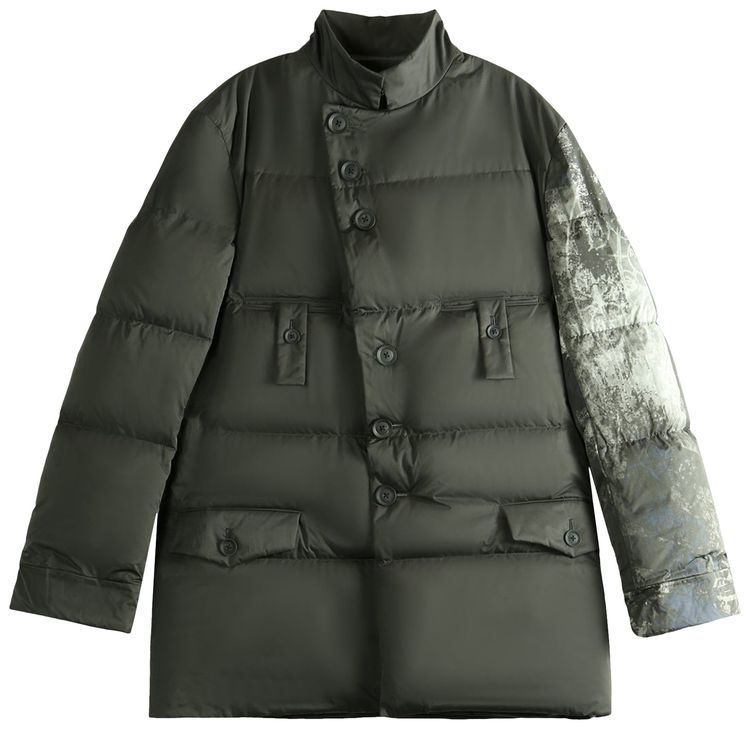 Yohji Yamamoto Pour Homme Horizontal Padded Long Printed Jacket Black