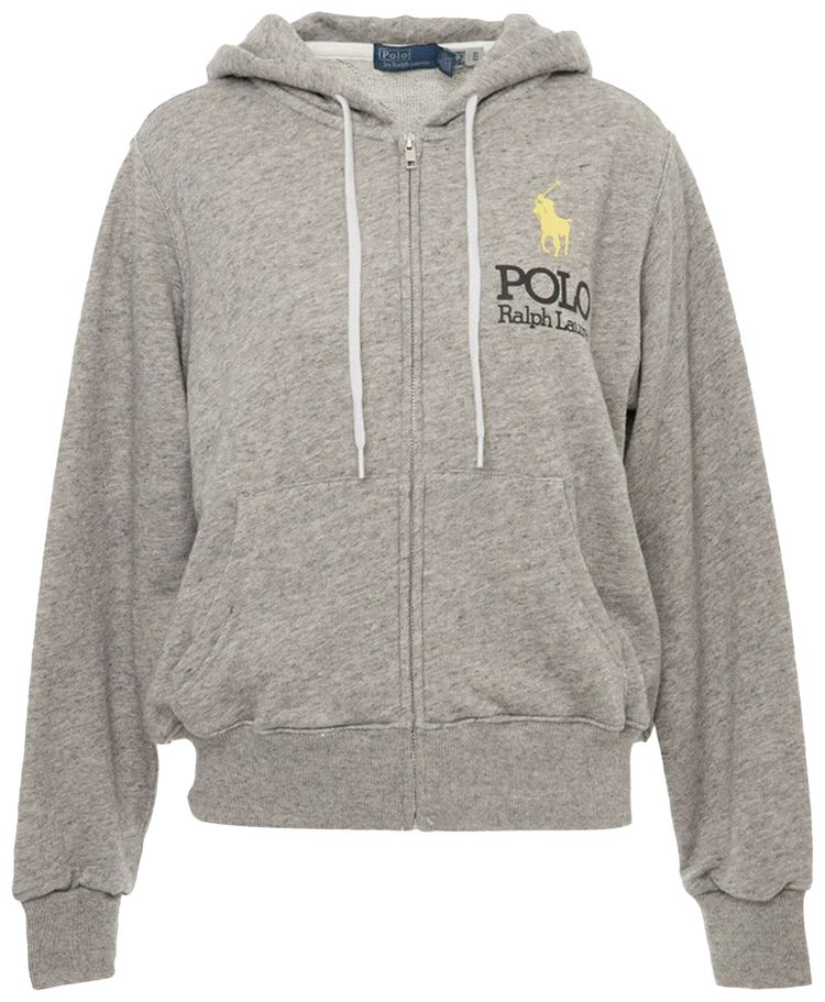 Polo Ralph Lauren Island Fleece Hooded Full Zip Sweatshirt Dark Vintage Heather