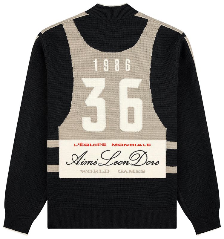 Aime Leon Dore Full Zip Alpine Ski Sweater Jet Black