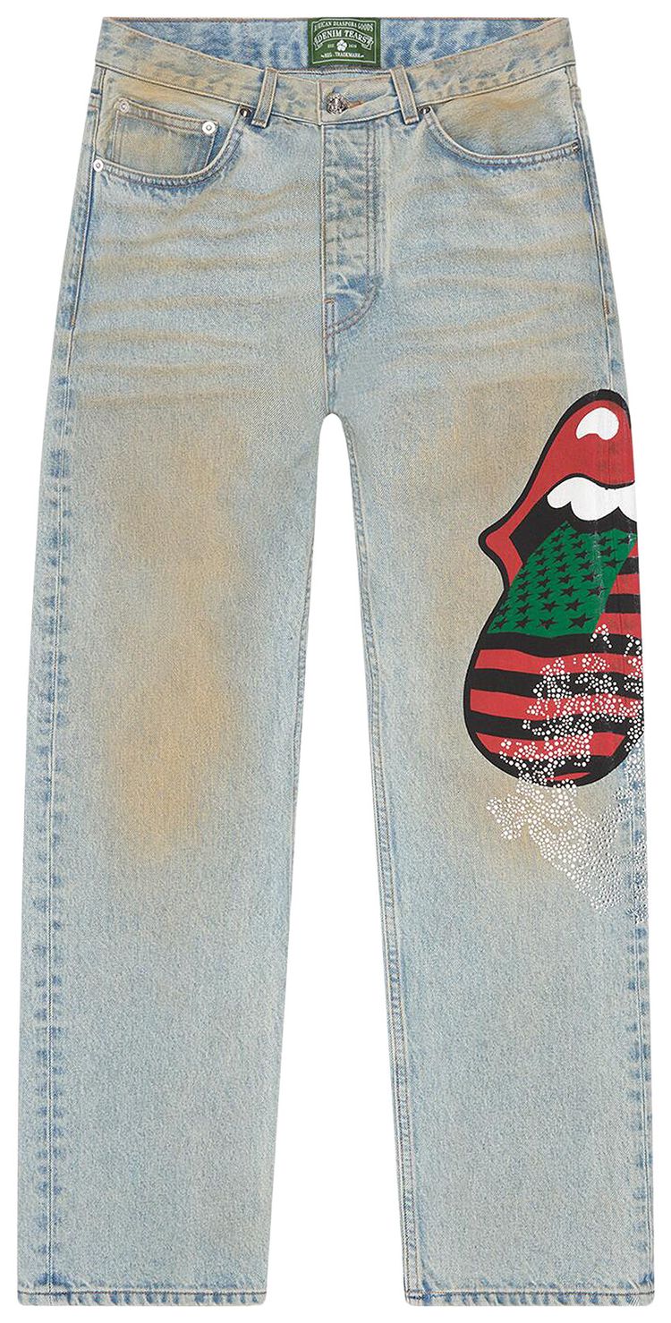 Denim Tears Rolling Stones AOP Denim Pant Light Wash