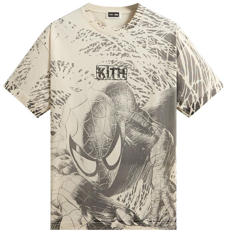 Kith x Marvel Spiderman All Over Printed Vintage Tee Black
