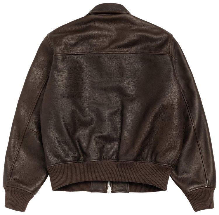 Stussy Leather Flight Jacket Dark Brown