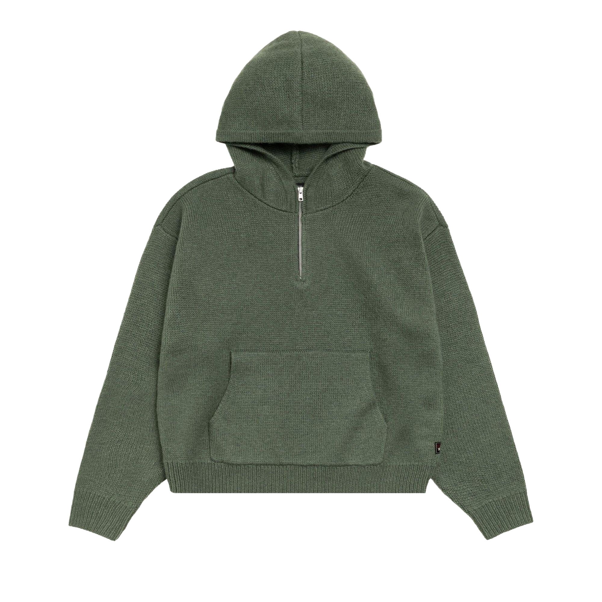 Buy Stussy Quarter Zip Knit Hoodie 'Green' - 117278 GREE | GOAT