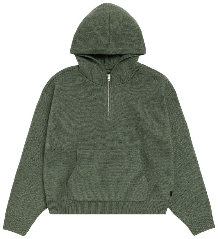 Stussy Quarter Zip Knit Hoodie Green