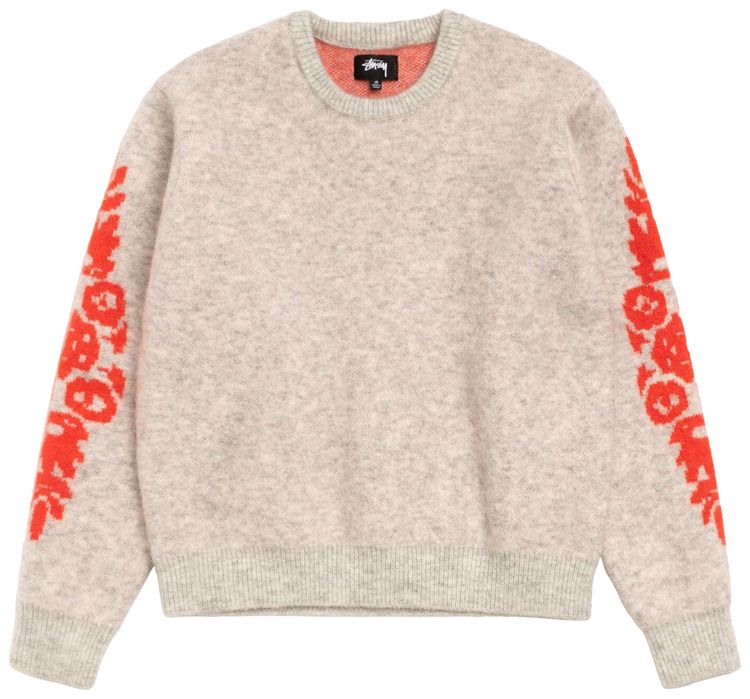 Stussy Mohair Flower Sweater Grey Heather