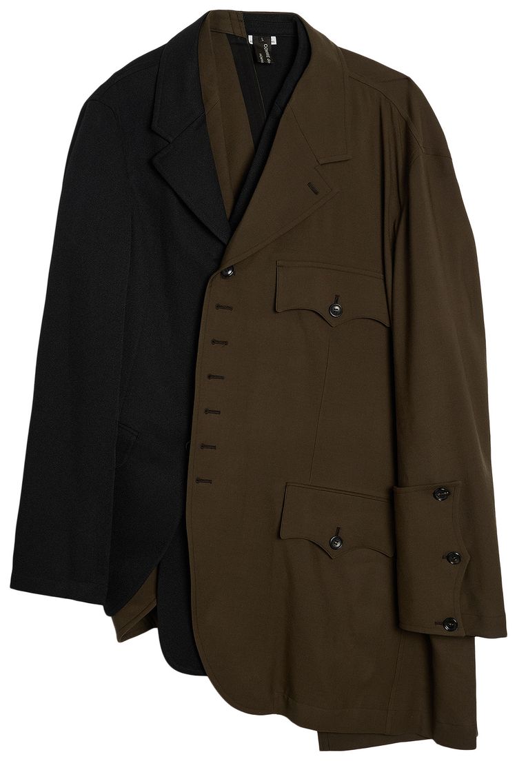 Comme des Garcons Homme Plus Polyester Gabardine x Wool Cloth Jacket BlackKhaki