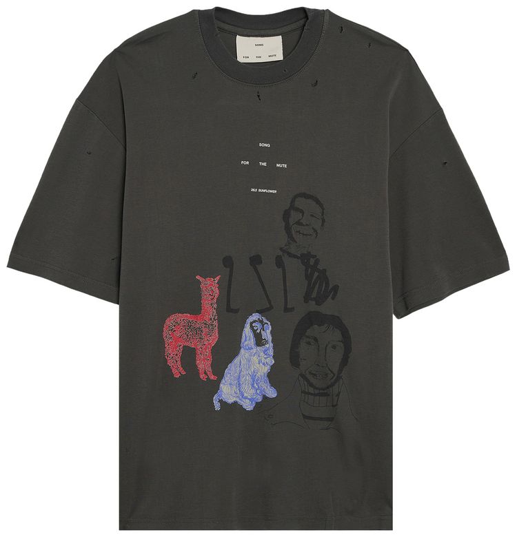 Song for the Mute Sketchbook Oversized Tee Charcoal