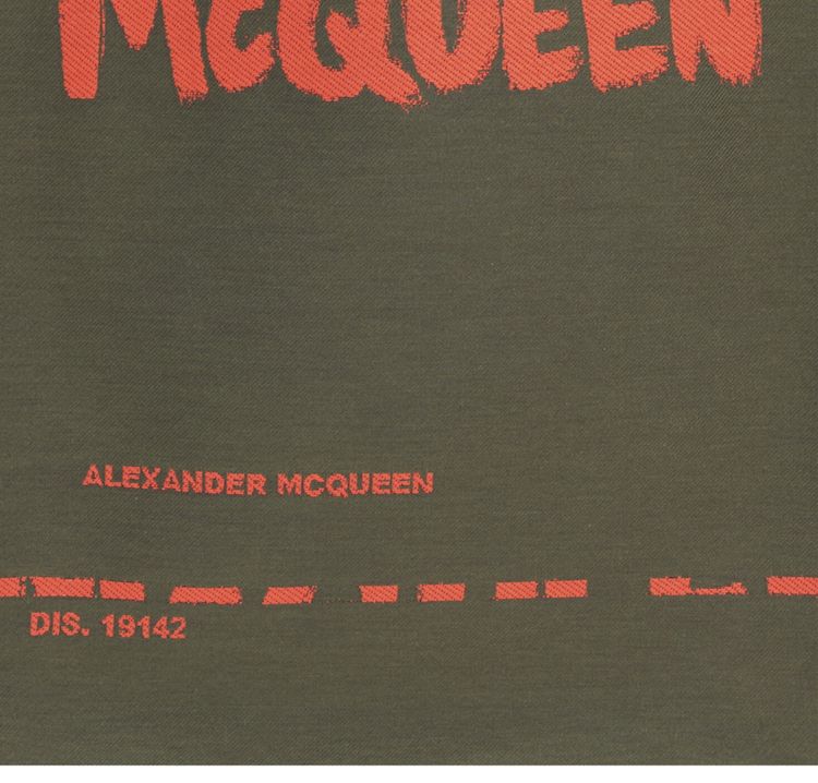 Alexander McQueen Graffiti Logo Tote Bag Military Green