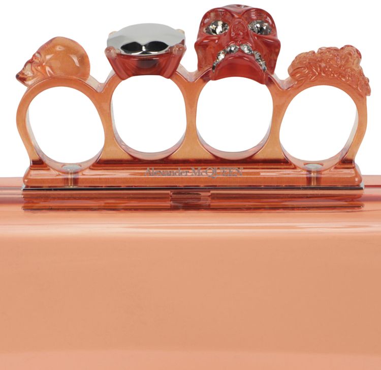 Alexander McQueen Skull Four Ring Clutch Apricot