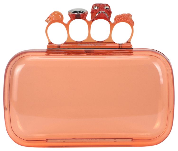 Alexander McQueen Skull Four Ring Clutch Apricot