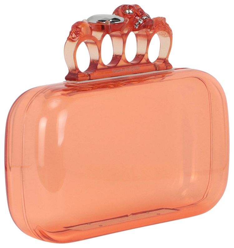 Alexander McQueen Skull Four Ring Clutch Apricot