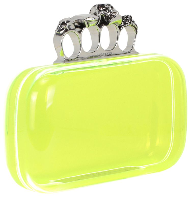 Alexander McQueen Skull Four Ring Clutch Acid Yellow