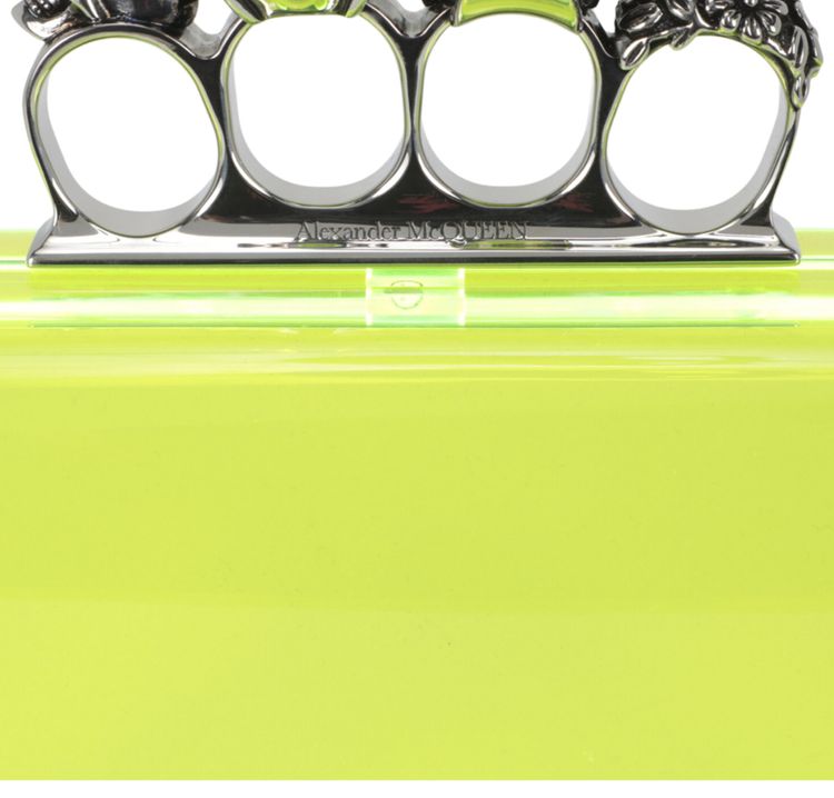 Alexander McQueen Skull Four Ring Clutch Acid Yellow
