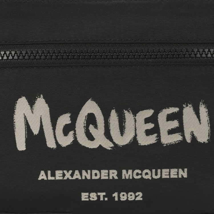 Alexander McQueen Graffiti Logo Crossbody Phone Bag Black White