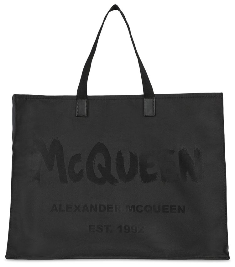 Alexander McQueen Graffiti Logo Tote Black