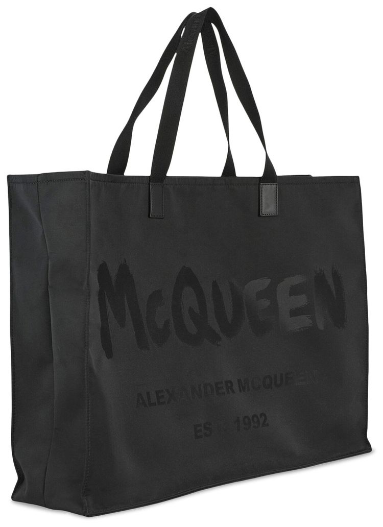 Alexander McQueen Graffiti Logo Tote Black