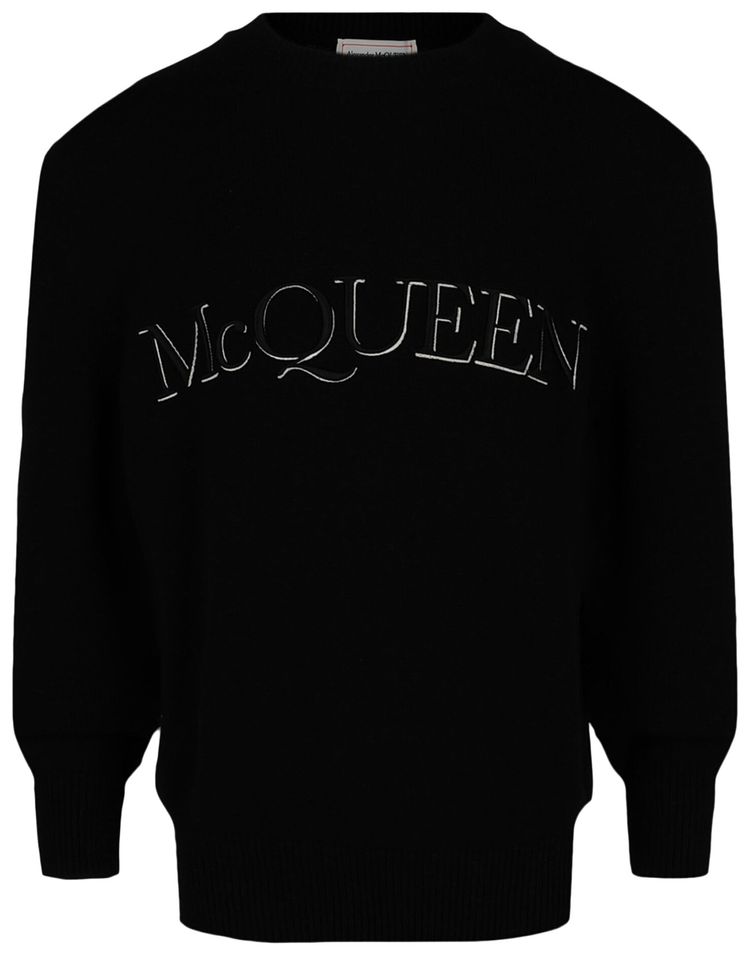 Alexander McQueen Logo Embroidered Sweater Black White
