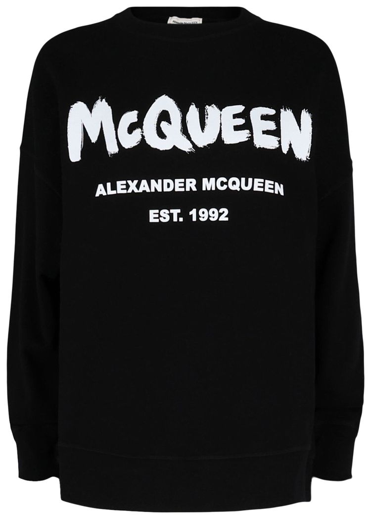 Alexander McQueen Graffiti Logo Sweatshirt Black White
