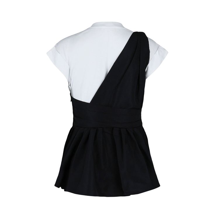 Alexander McQueen Layered Asymmetric Crepe And Jersey Peplum Top White Black