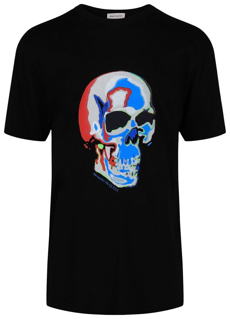 Alexander McQueen Solarized Skull Graphic T Shirt Black Multi