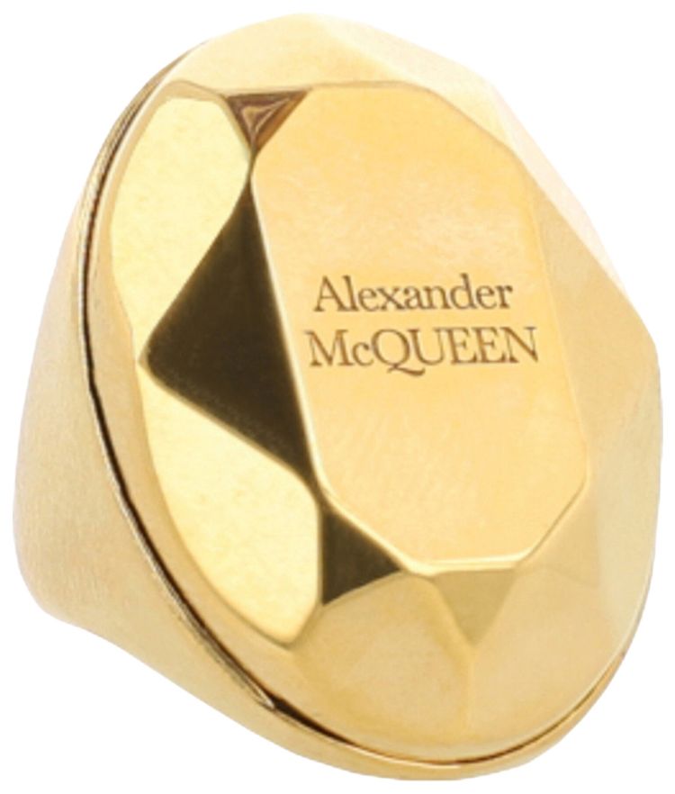 Alexander McQueen Faceted Stone Ring Gold