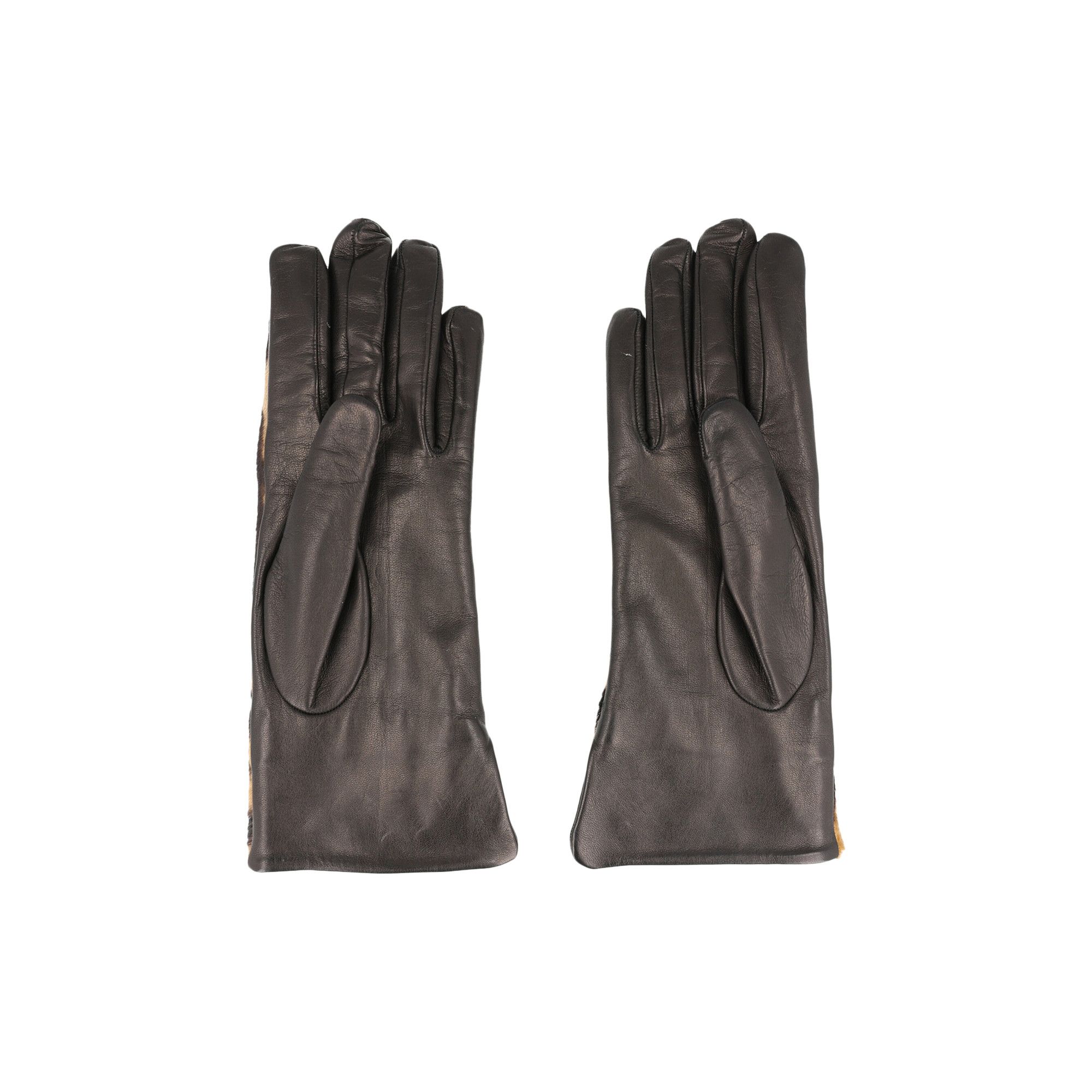 Buy Ferragamo Leopard Print Pony Hair Leather Gloves 'Bone