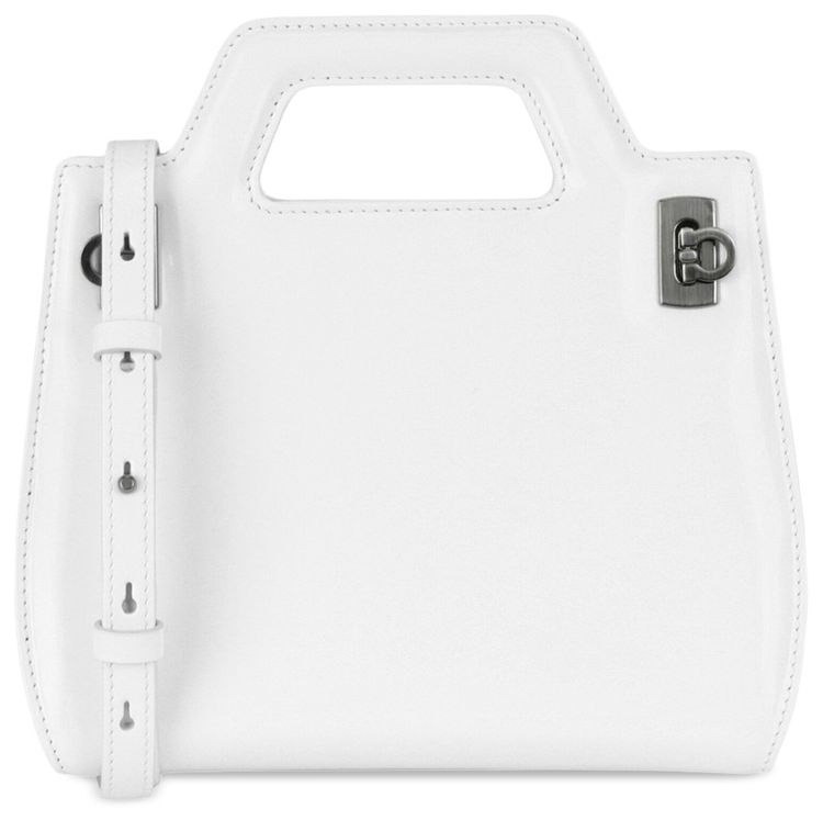 Ferragamo Mini Wanda Leather Top Handle Bag White