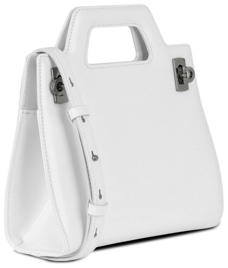 Ferragamo Mini Wanda Leather Top Handle Bag White