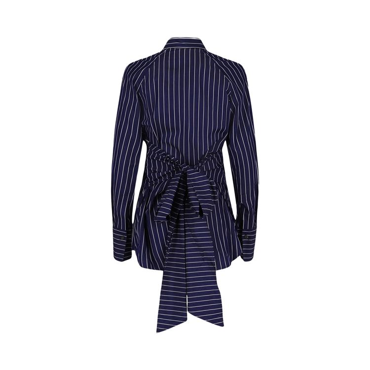 Ferragamo Pinstriped Tie Back Dress Shirt Bone