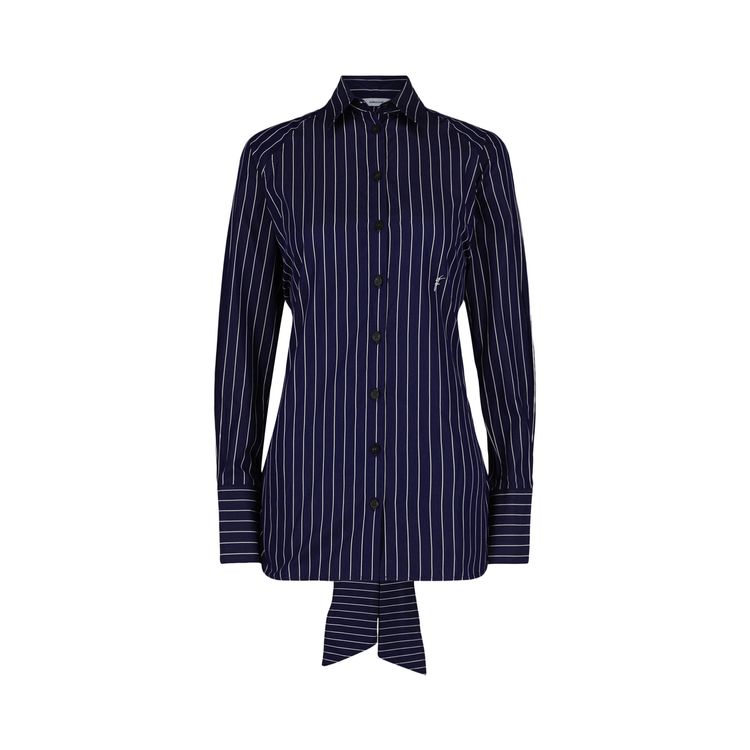 Ferragamo Pinstriped Tie Back Dress Shirt Bone