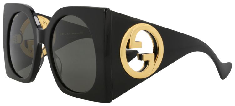 Gucci Square Frame Recycled Acetate Sunglasses Black Grey