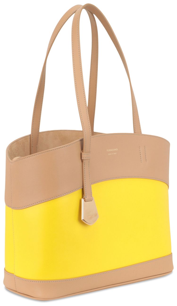 Ferragamo Charming Meduim Leather Tote Bag Medium Brown