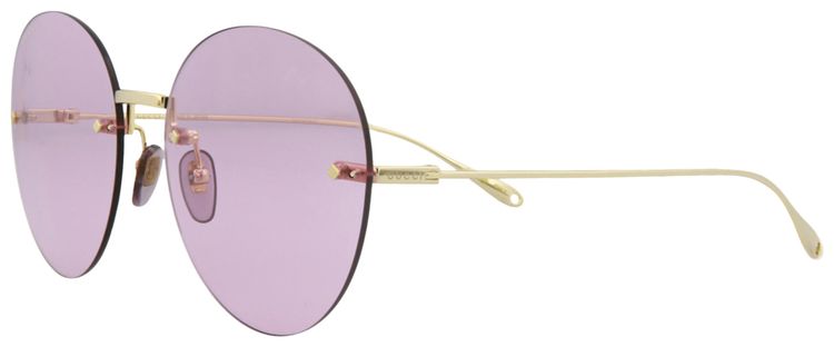 Gucci Round Frame Metal Sunglasses Gold Pink
