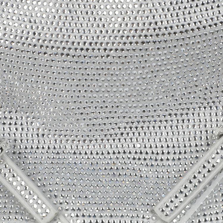 Givenchy Mini Voyou Satin And Strass Shoulder Bag Silver Grey