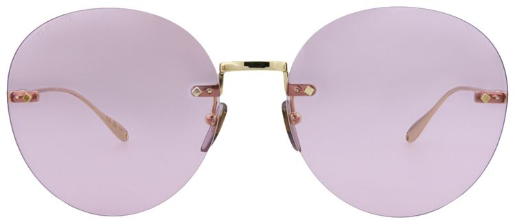 Gucci Round Frame Metal Sunglasses Gold Pink