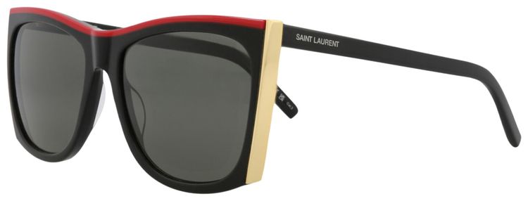 Saint Laurent Square Frame Recycled Acetate Sunglasses Black Grey