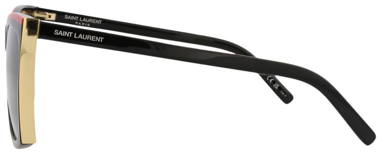 Saint Laurent Square Frame Recycled Acetate Sunglasses Black Grey